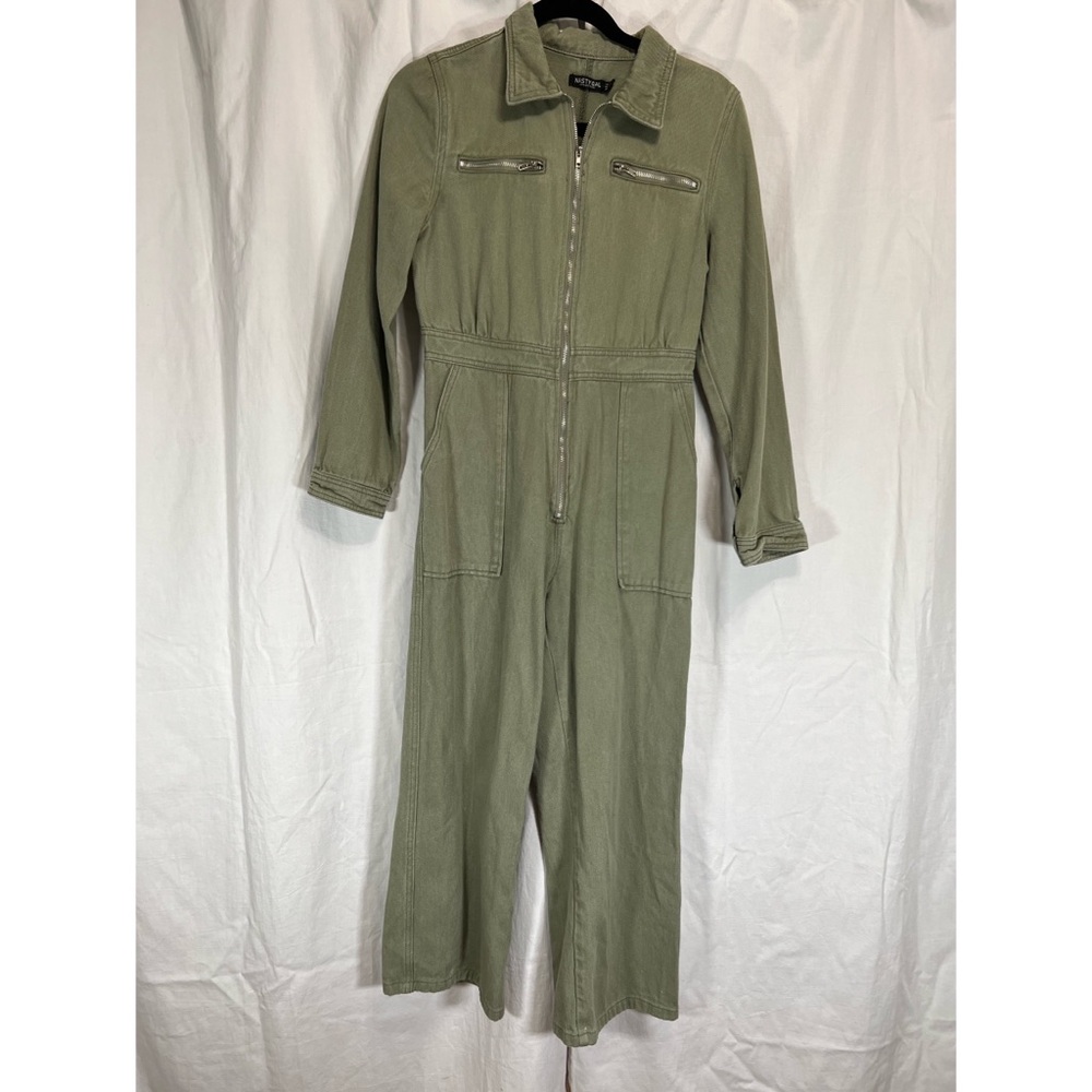 ⭐️3/$30⭐️  Nasty Gal Utility zip jumpsuit Olive Green Long Sleeve Flared